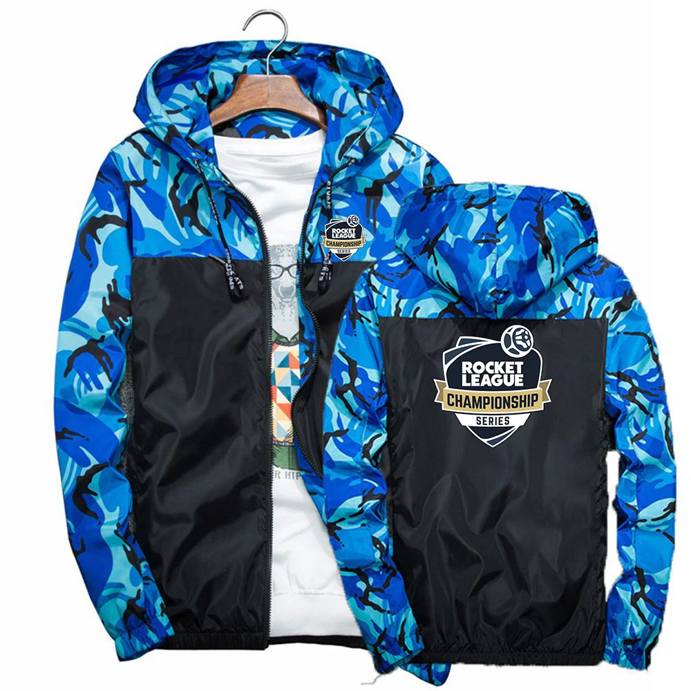 

2022 Rocket League Men's Splicing Camouflage Coats Long Sleeves Zip Hoodies Jackets Windbreaker Outwear Top Clothing