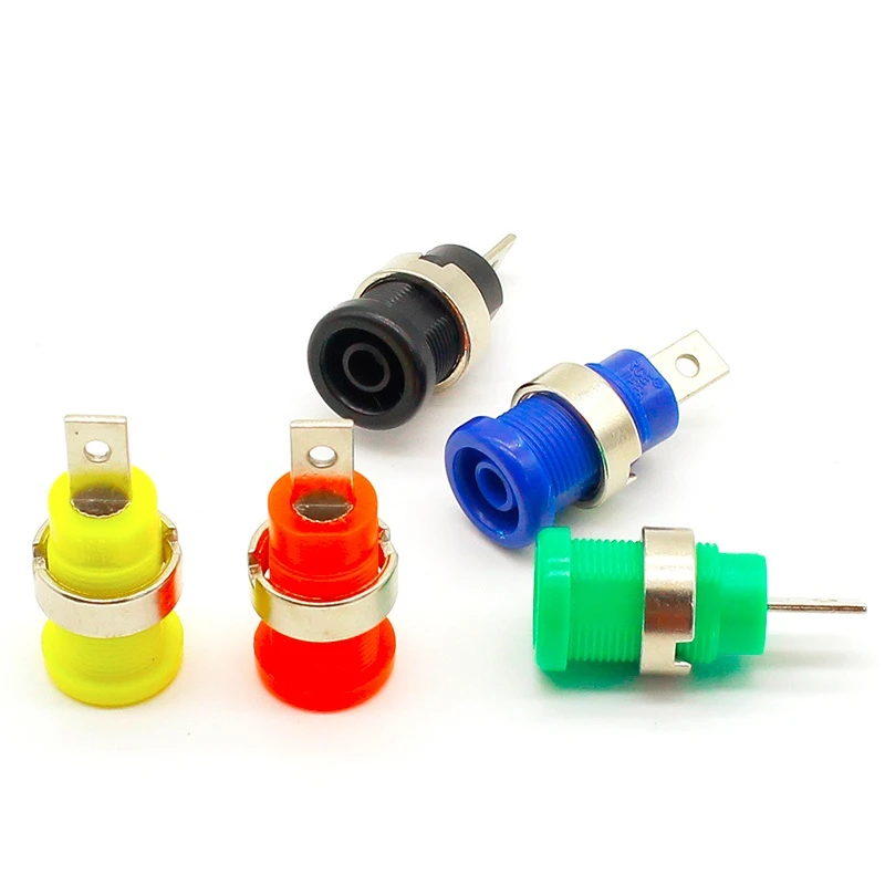

5pcs Banana plugs black+red+blue+yellow+green banana female jack binding post wire connector mix colors