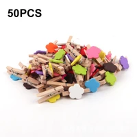 50pcslot wooden mini flowers clips clothes photo paper peg pin clothespin for home wedding decoration stationery baby shower
