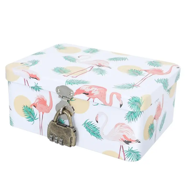 

Small Change Holding Box Desktop Box with Lock Jewelry Storage Container