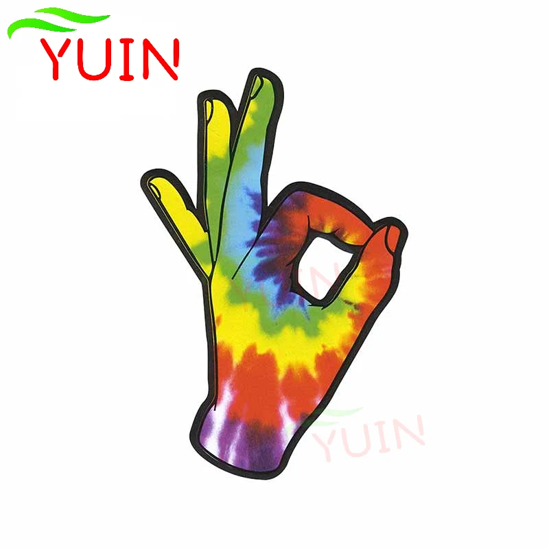 

Color Graffiti OK Gesture Personality Car Sticker Lovely Fine Decal PVC Motorcycle Decoration Windshield Decals 13*9cm
