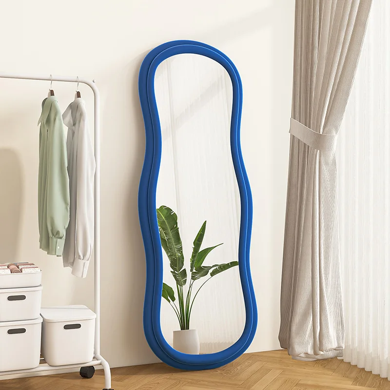 

Standing Full Body Mirrors Bedroom Aesthetic Long Big Irregular Floor Mirror Bathroom Wave Specchio Korean Room Decor WSW35XP