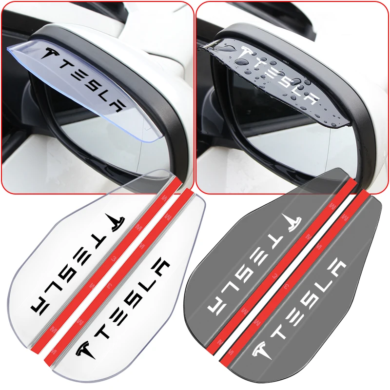 

2pcs Car Rear View Mirror Rain Cover Sun Visor Side View Mirror Rain Guard For Tesla model 3 model X Y style Roadster Accessorie