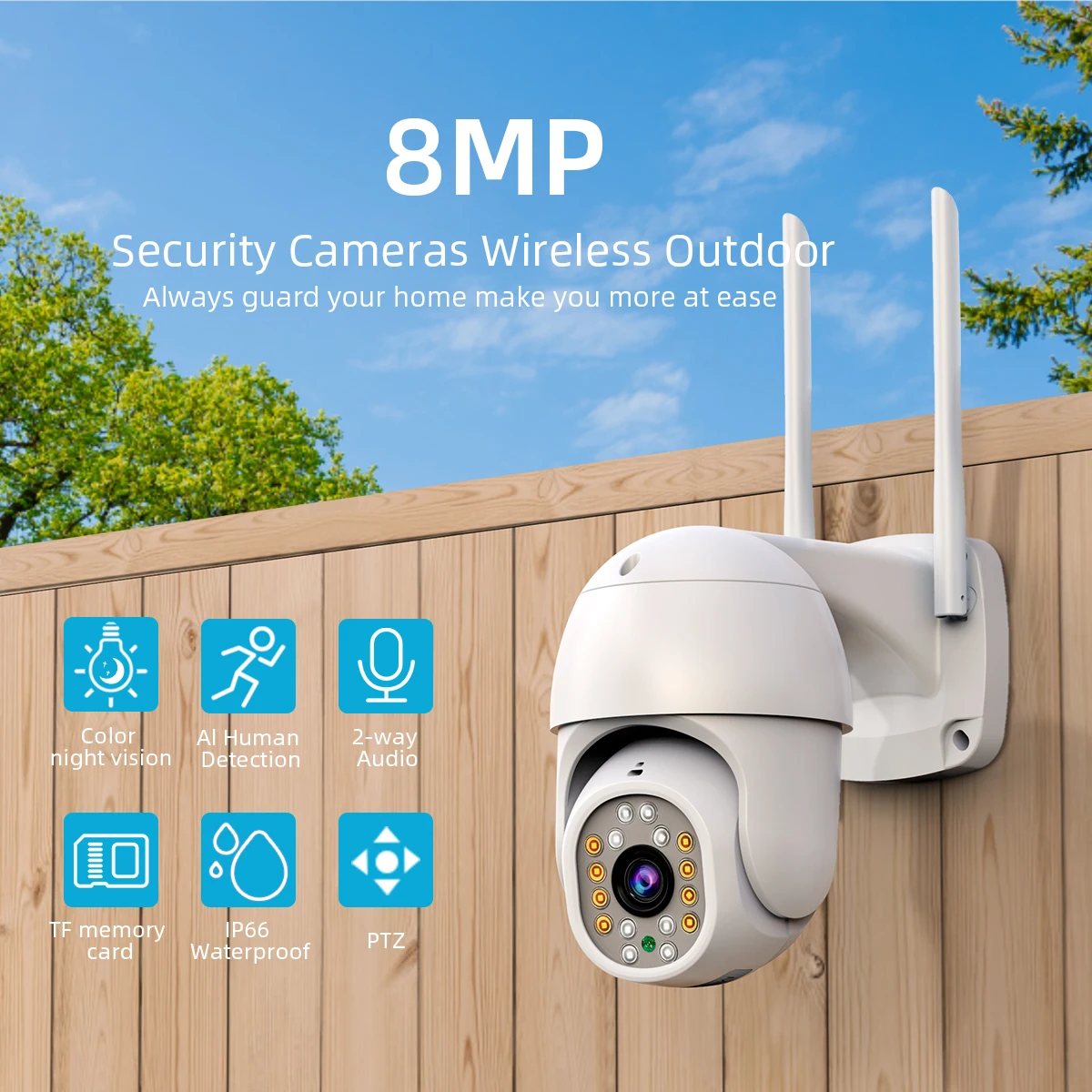 

Камера видеонаблюдения icsee PTZ с 5-кратным цифровым зумом, 4K, Wi-Fi