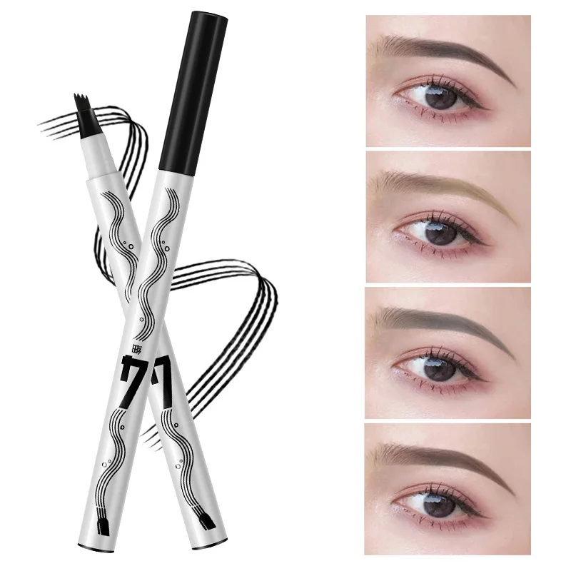 

1 Pc 4 Forks Slightly Carved Water Pattern Eye Brow Pencil Natural Matte Tint Makeup Lasting Waterproof Eyebrow Tattoo Cosmetics