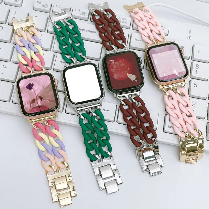 

Роскошный женский телефон, ремешок для часов Apple Watch Series 7 41 мм 45 мм 38 мм/42 мм, Соло-браслет для iwatch 6 SE 5 4 3, ремешок 40 мм 44 мм