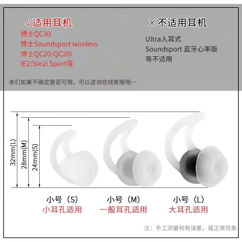Сменные шумоизоляционные силиконовые наушники-вкладыши S/M/L