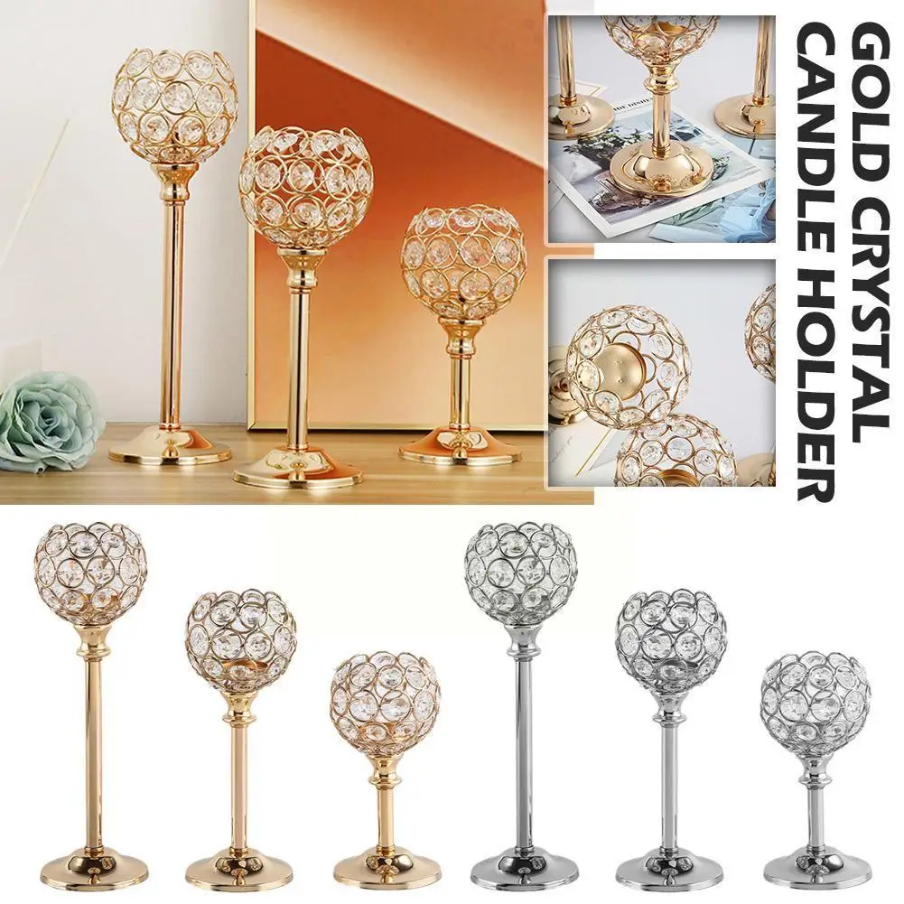 Golden Silver Crystal Wishing Candlestick Table Center Candlestick Candle Christmas Housewarming Table Decoration Gift Wedd P3e1