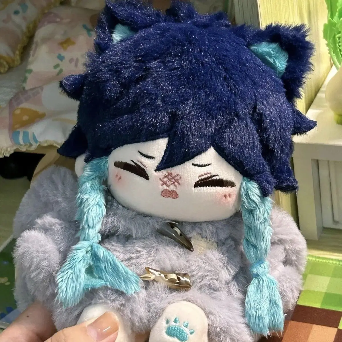 

20CM Anime Genshin Impact Venti Barbatos Cosplay Cute Cat Ears Plush Doll Body Dress Up Plushie Toy Pillow Fans Birthday Gift