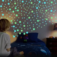 100pcs 3d star luminous wall stickers fluorescent glow in the dark sticker decals for kids baby rooms ceiling home decoration