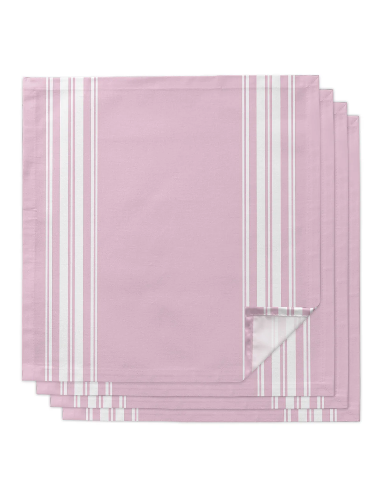 

4pcs Pink Stripes Rustic Farmhouse Square 50cm Table Napkin Party Wedding Decoration Table Cloth Kitchen Dinner Serving Napkins