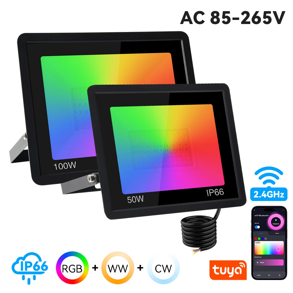 

RGB LED прожектор Tuya для наружного освещения 50Вт/100Вт