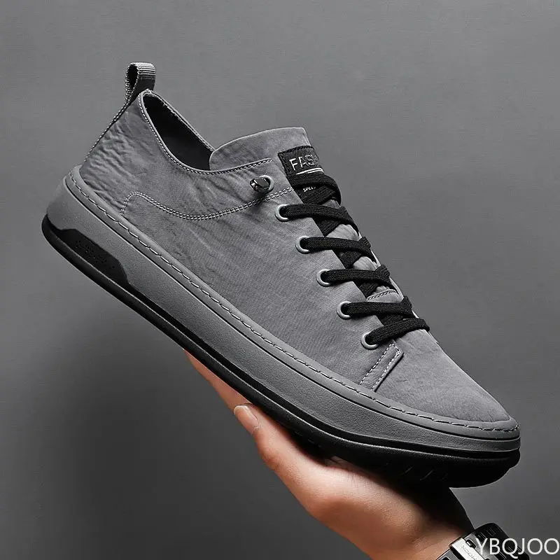 

Кроссовки мужские на шнуровке, демисезонные, Вулканизированная подошва, спортивная обувь для бега, Мокасины, серебристые, для детей, бежевы...