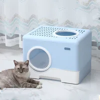 Litter Box Foldable Large Top-in Litter Box Deodorant Anti-Splash Pedal Fully Enclosed Drawer Cat Toilet