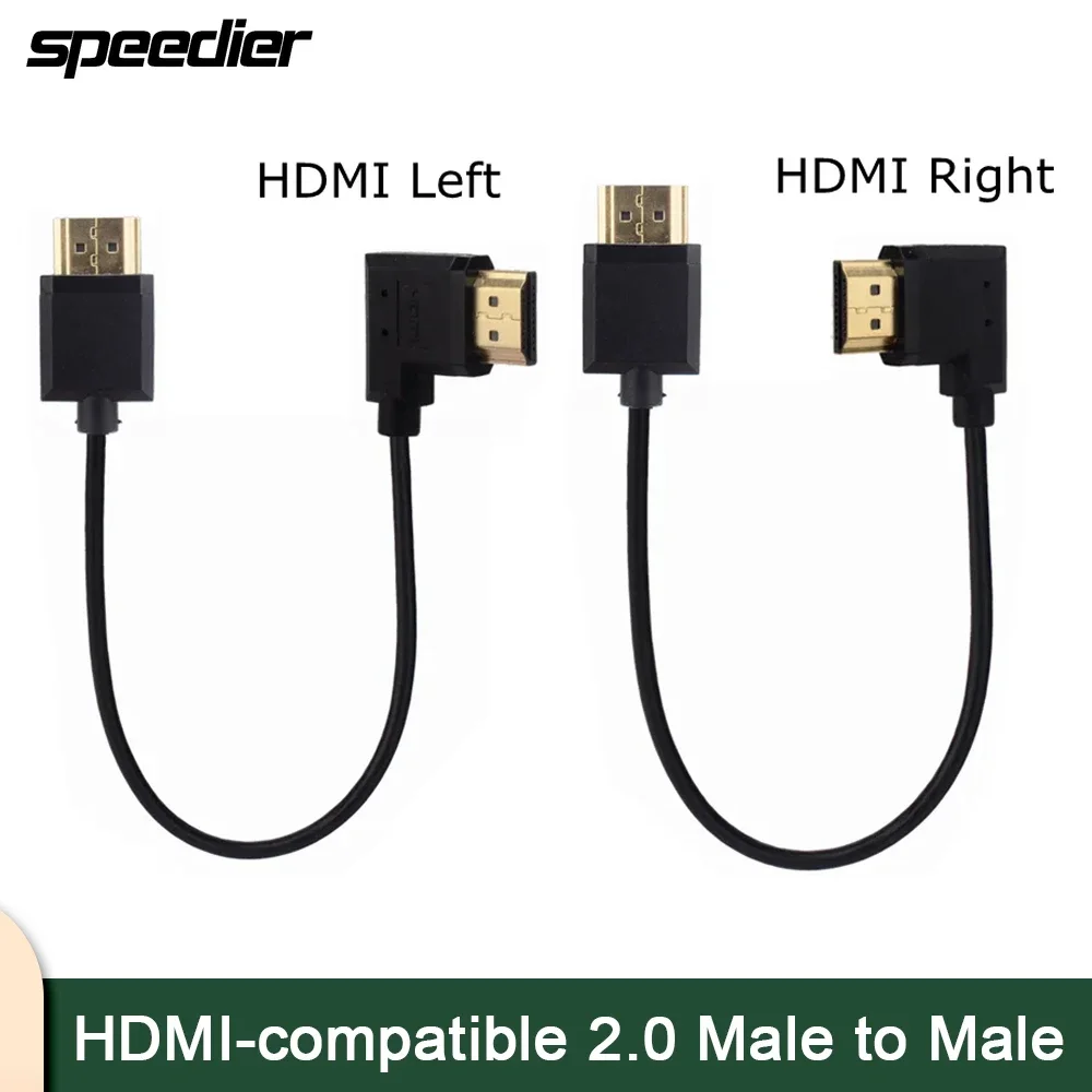 Фото Супертонкий высокоскоростной OD 3,2 мм HDMI HD-V2.0 «папа-папа» левый правый 90 угол тонкий короткий кабель 4K при 60 Гц адаптер HDTV для планшетной камеры №2