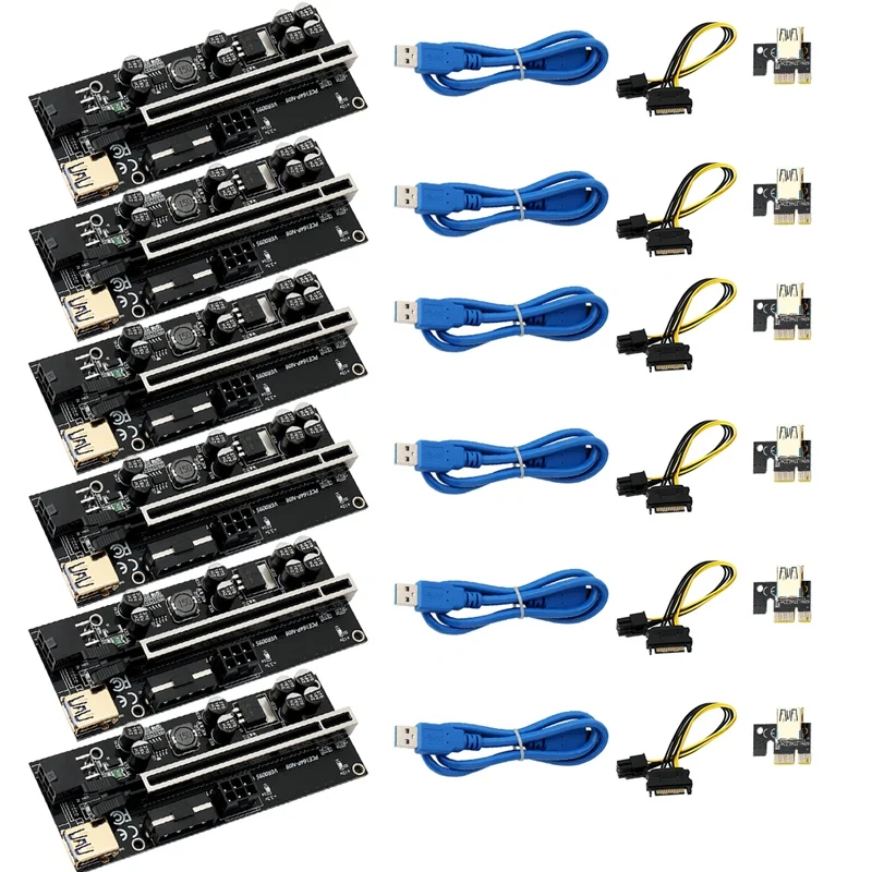 

VER009S PLUS Enhanced Version PCI-E 1X To 16X USB3.0 Graphics Riser Card With 8 Solid Capacitors For BTC Mining
