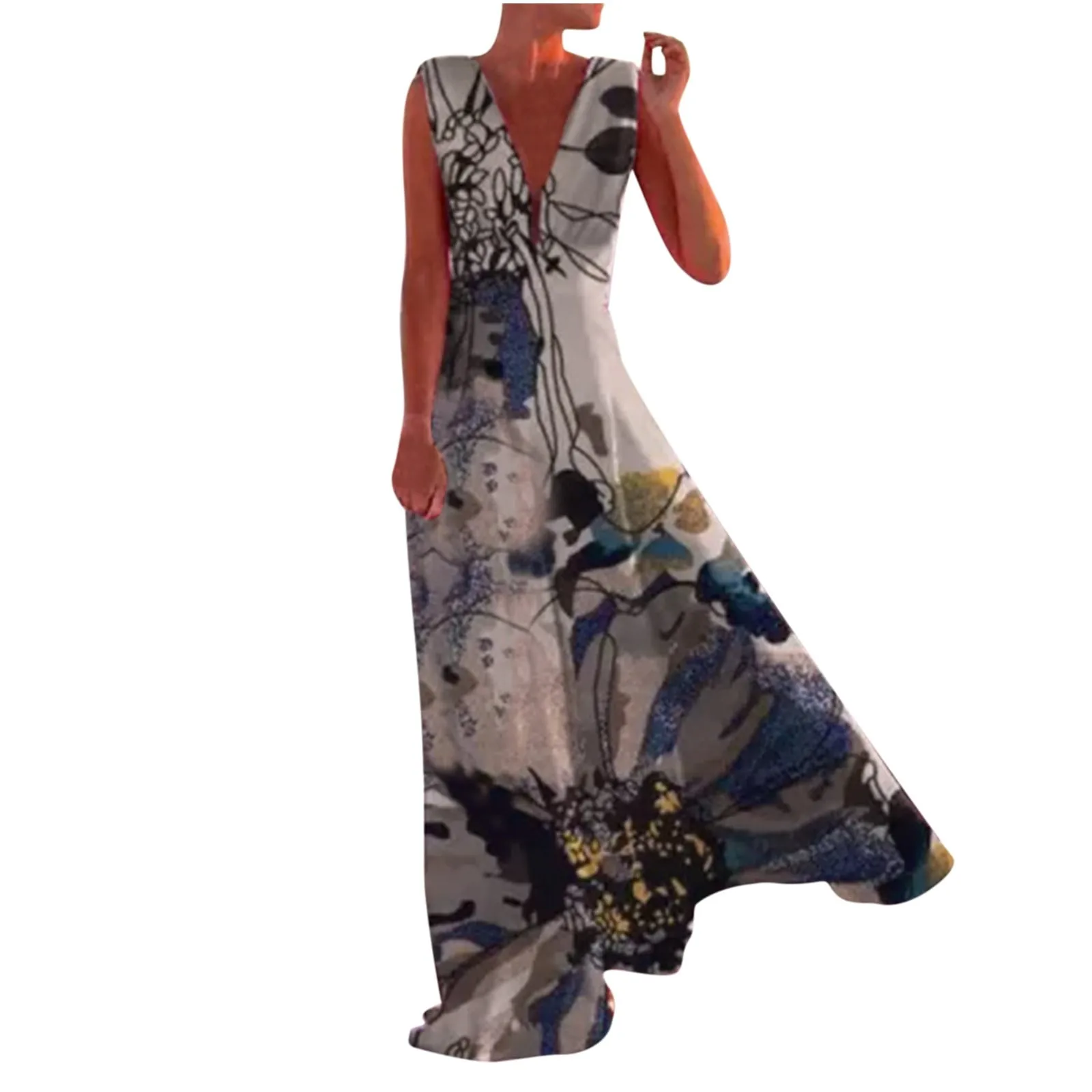 

Женское платье-комбинезон без рукавов, с V-образным вырезом и цветочным принтом