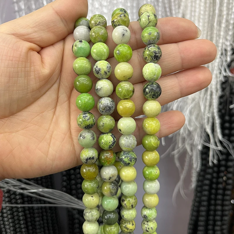 

Natural Round Gem Canadian Jades Beads Loose Spacer Stone Bead For Jewelry Making DIY Bracelet Necklace 4/6/8/10mm 15inches