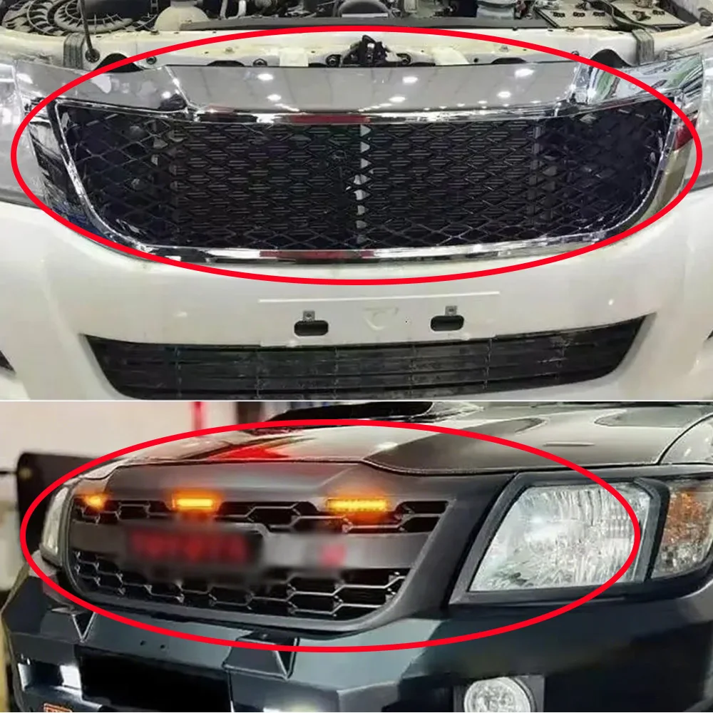 Внешние аксессуары Pickup 4X4 для Toyota Hilux Vigo 2012+ Champ, решетки автомобильного бампера, светодиодные передние сетчатые решетки, гоночные грили (art.: 3920cfe8bcb56) - 3920cfe8bcb56