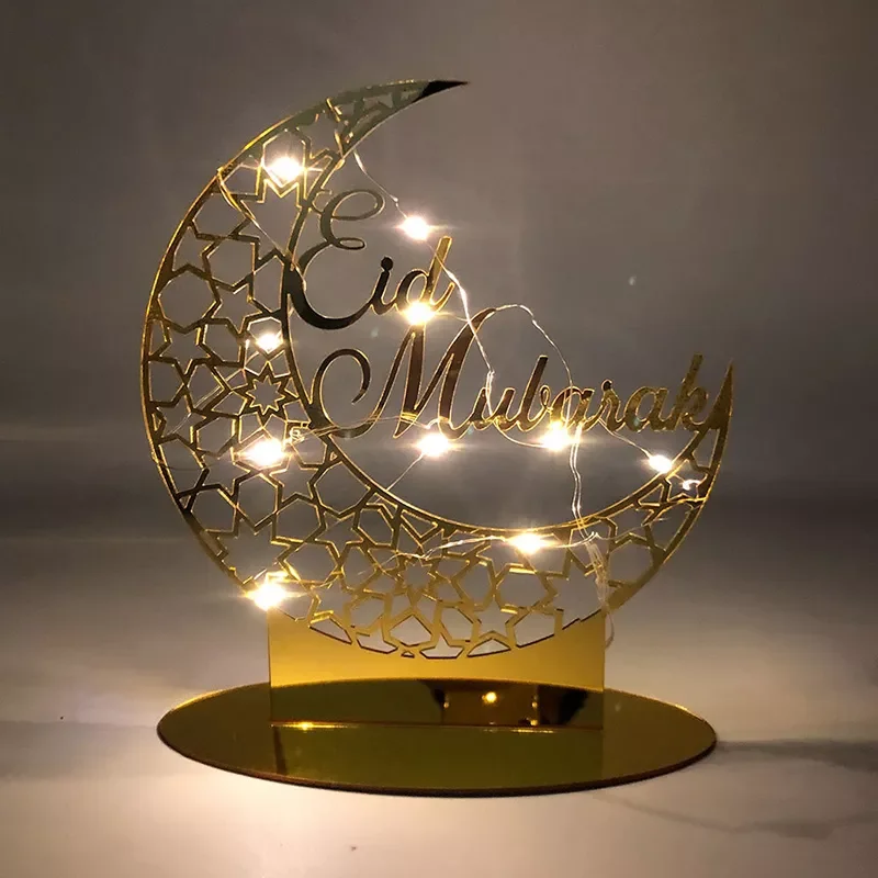 

Eid Mubarak Gold Silver Acrylic Ornament Ramadan Decoration 2022 for Home Islamic Muslim Festival Party Decor Eid Al Adha Gifts