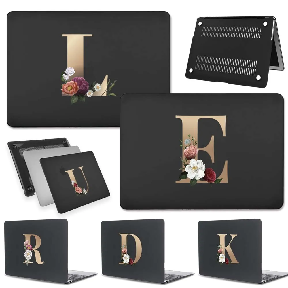 

For Apple MacBook Pro Retina 13 15&Pro 13 A2338 M1 2020 A2251 A2159/Pro 16 A2141 Laptop Case Floral Gold Initial Name Hard Shell