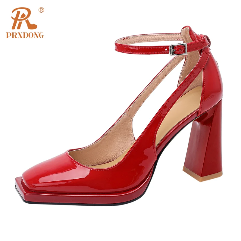 

Женские свадебные туфли-лодочки PRXDONG, бежевые свадебные туфли-лодочки из натуральной кожи на платформе и высоком каблуке, размер 34-40, весна-л...