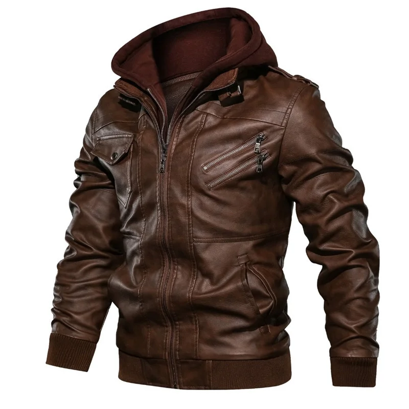 

New Autumn Winter Men's Leather Motorcycle Jacket PU Leather ded Jacket Warm Baseball Jacket Euro Size Coat