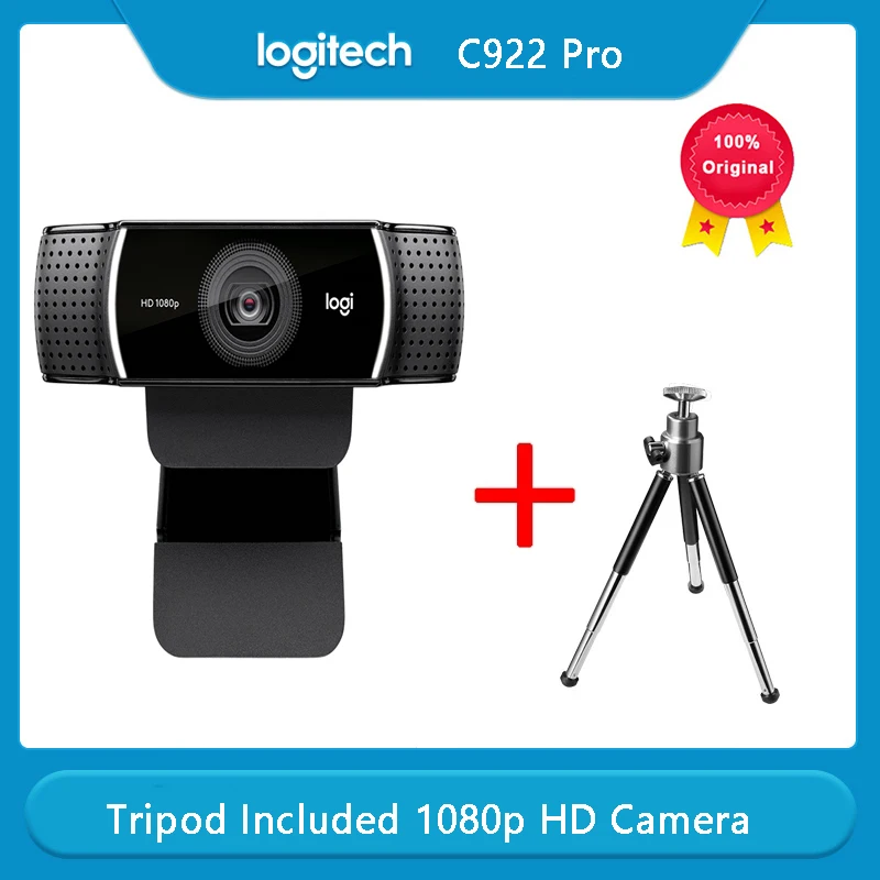 Веб-камера Logitech C922 Pro со встроенным потоком, HD-камера 1080p для потоковой передачи и записи видео, 60 кадров в секунду, со штативом в комплекте