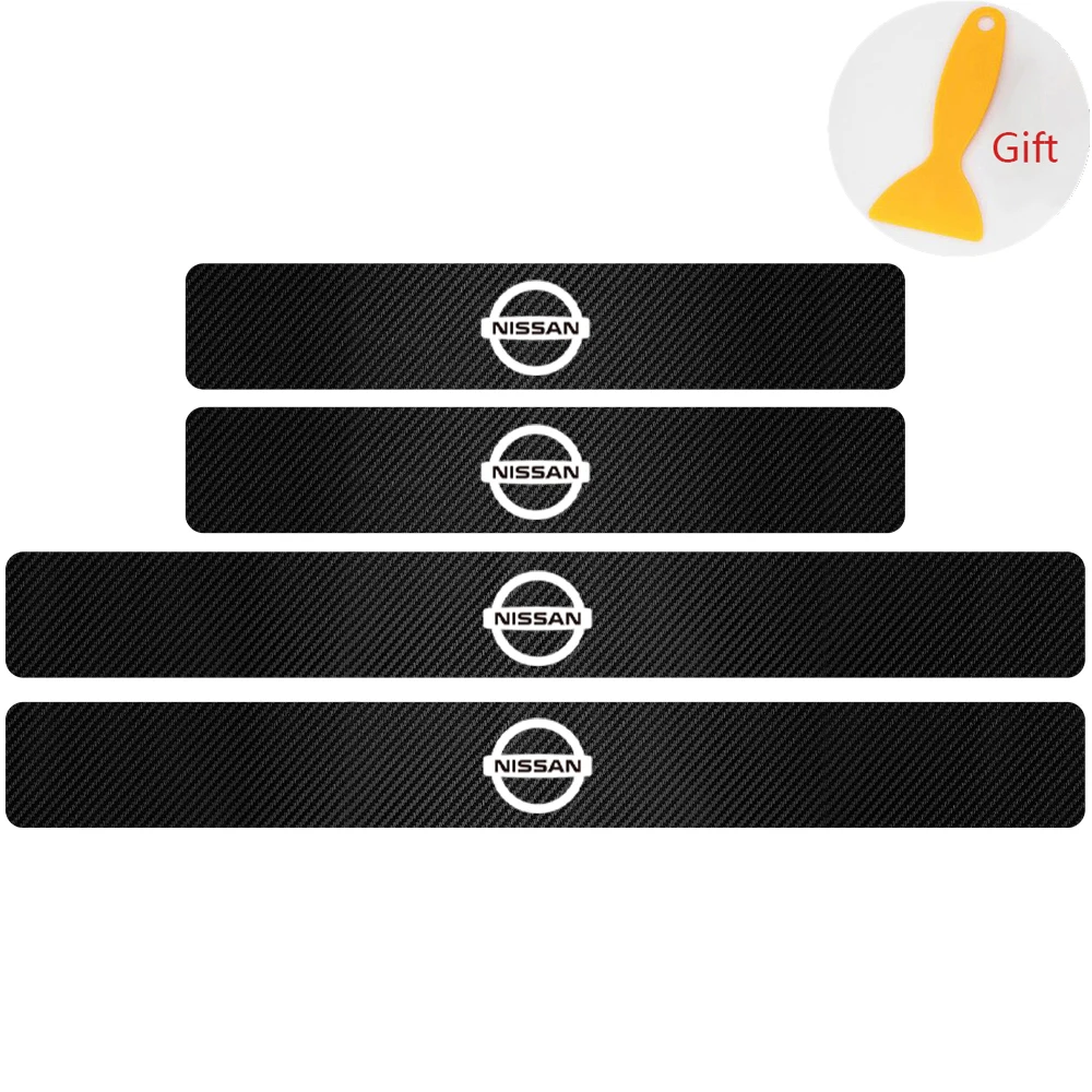 

4 шт., педаль порога автомобиля, защитная пленка из углеродного волокна, защита от царапин и водонепроницаемая наклейка для Nissan Nismo Qashqai Sylphy X-Trail