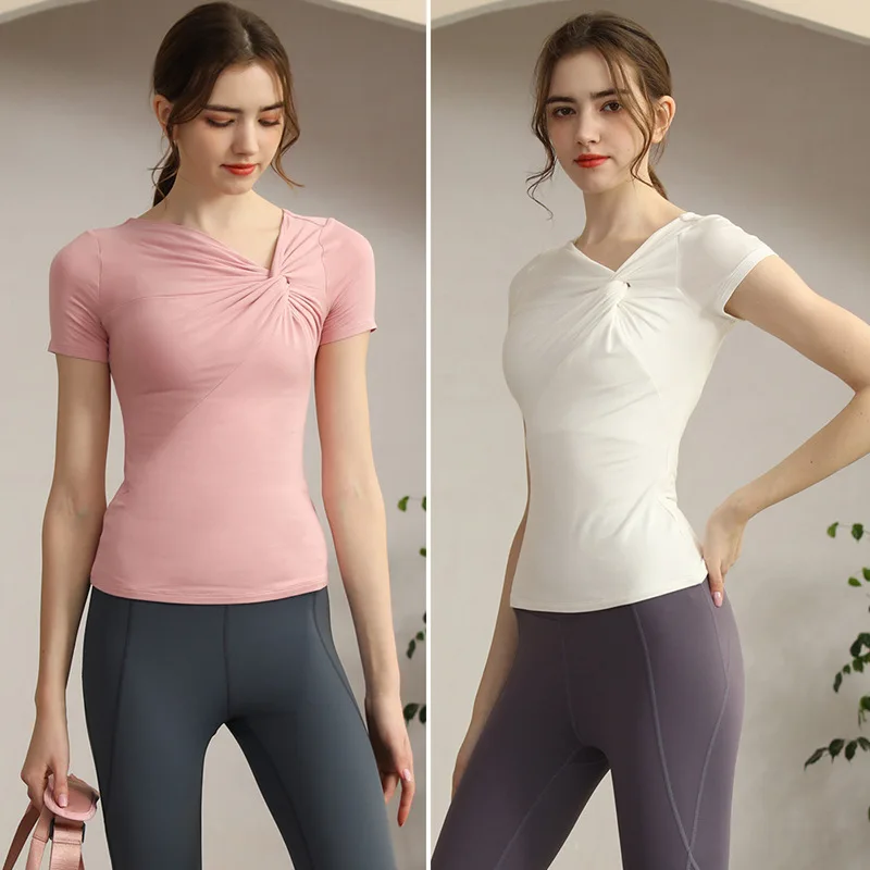 

Yoga Shirt Quick-Drying Breathable Sports Sweat-Absorbent Fitness T-shirt Spring and Summer Running Tight Tops for Women
