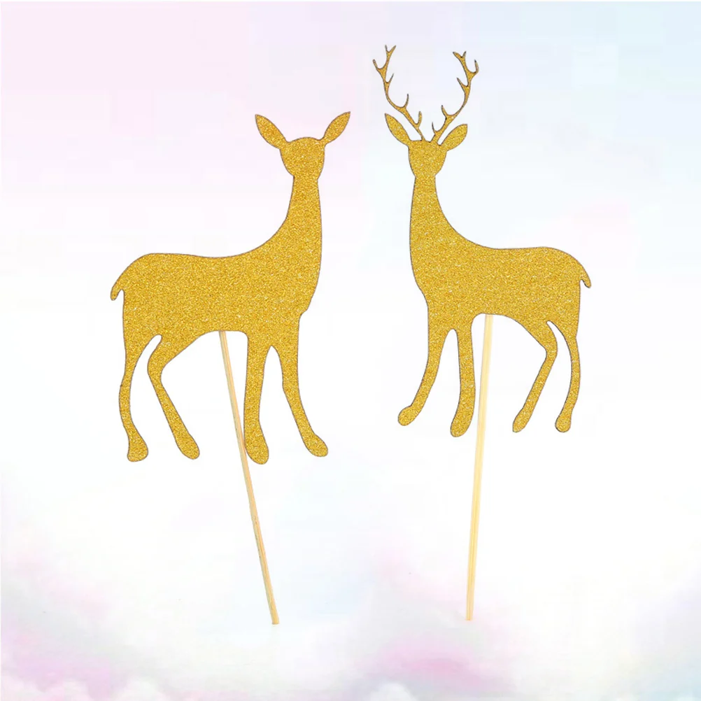 

20 Insert Decorative Delicate Deer Design Attractive Cake Picks for Dessert Biscuit Fruit