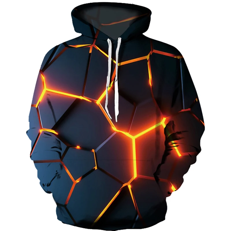 

2023 new color flame hoodie 3d fluorescent sweatshirt men's and women's autumn and winter coat clothing casual jacket black hood