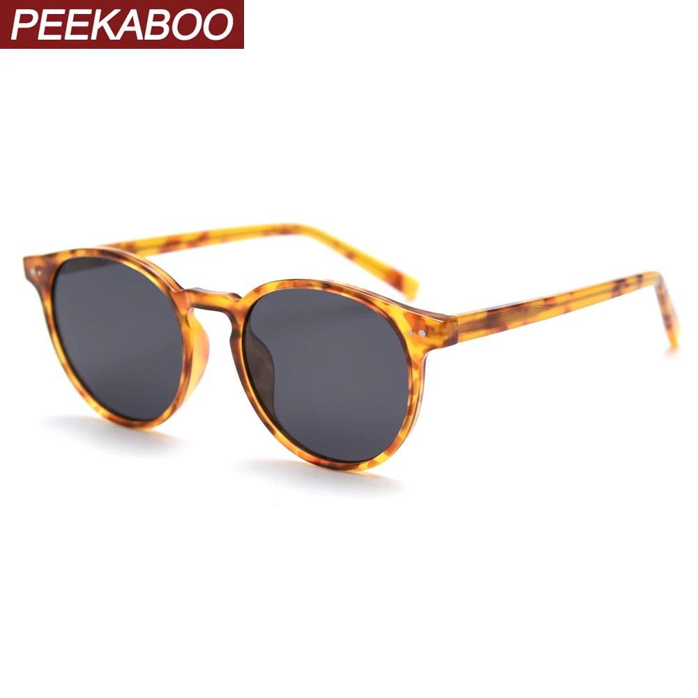 

Peekaboo леопардовые черные круглые солнцезащитные очки ретро женские ацетатные TR90 поляризованные солнцезащитные очки для мужчин украшение д...