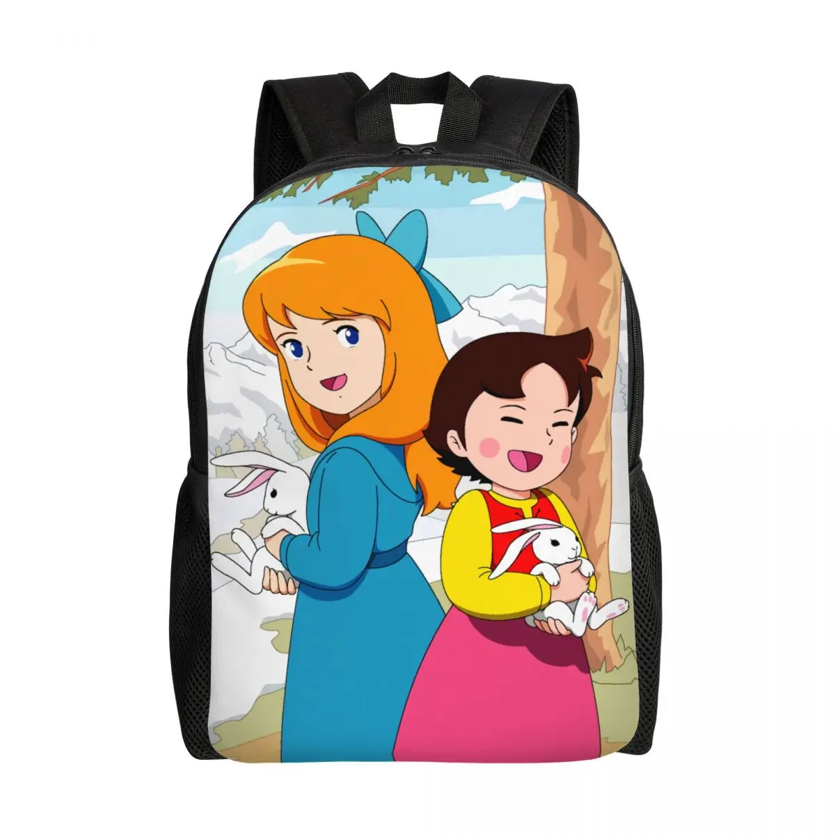 Heidi Cartoon Backpack for Men Women Water Resistant School College Alps Cartoon Mountain Bag Printing Bookbag