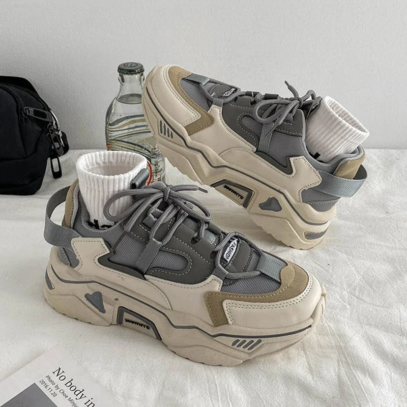 

Fashion splicing women's vulcanized shoes Spring and Autumn 2023 platform sports shoes breathable mesh casual women's shoes