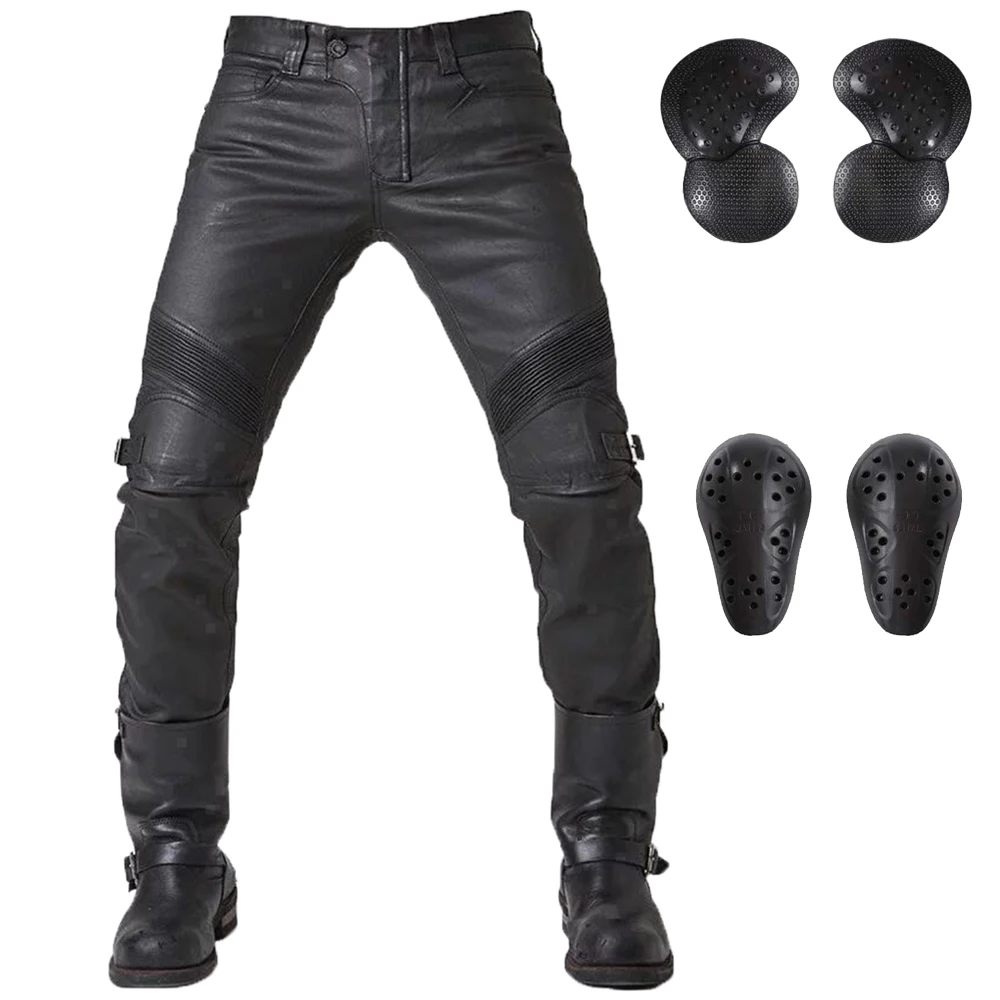 LOMENG Coated Waterproof Motorcycle Riding Jeans Biker Motorbike Pants with CE Removable Armored for Men LMPM31