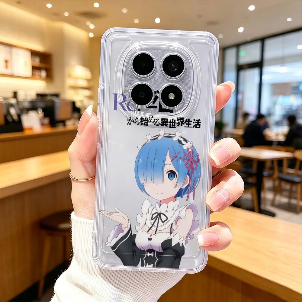 Фото Мультяшный милый чехол с изображением Рам Рема для Xiaomi POCO X7 X6 X5 F7 F6 F5 F4 M8 M6 C85 C71 Pro, прозрачный защитный чехол для телефона. №1