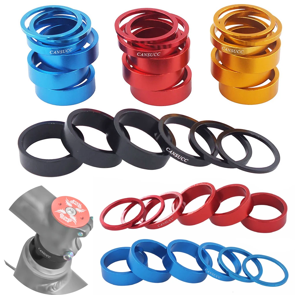 6pcs/set Bicycle Front Fork Washer MTB Mountain Bike Aluminum Alloy Headset Spacer Gasket Ring 2/3/5/10mm Bike Accessory
