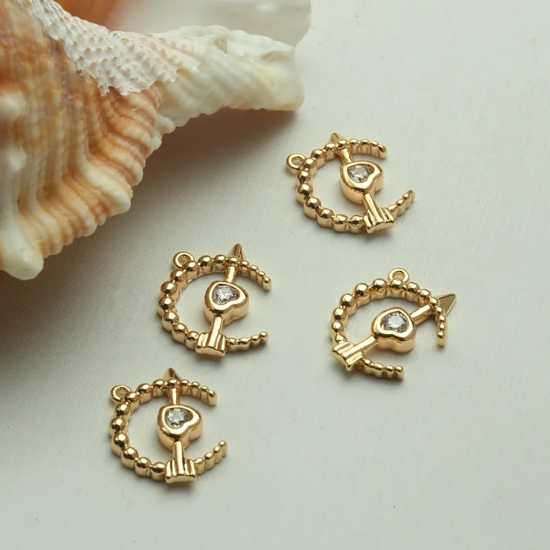 14 К позолоченный медный инкрустация циркония выстрел на любовь кулон ювелирные