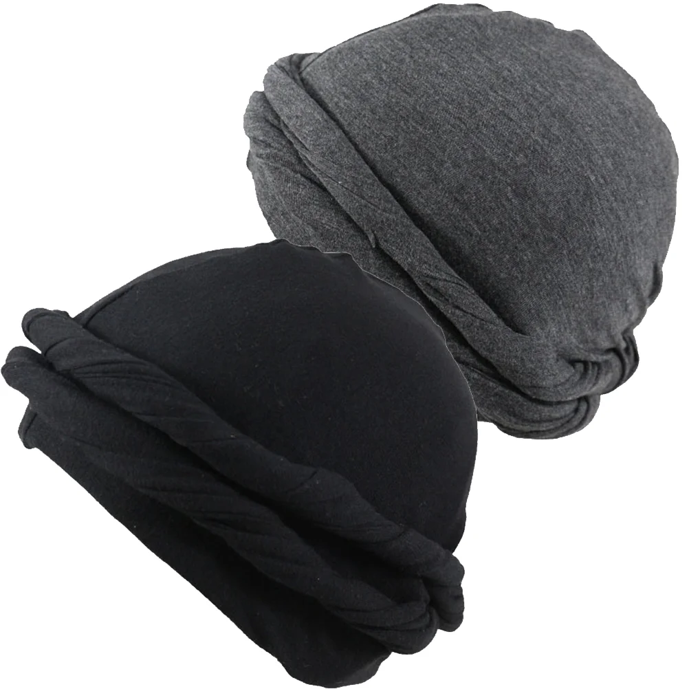 

2 Pcs Vintage Turban Mens Head Scarf Stretch Halo Wrap Outdoor Anti-wind Male Modal Fiber Dancing Cooling Man