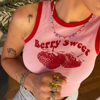 tanks top womensweet strawberry printed sleeveless vest minority spice girls summer versatile slim top