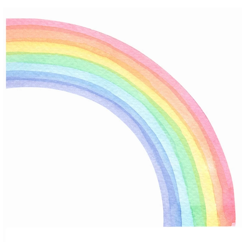 

Большие акварельные радужные наклейки на стену для детской комнаты, домашний декор, красочная Радужная роспись, самоклеящаяся ткань
