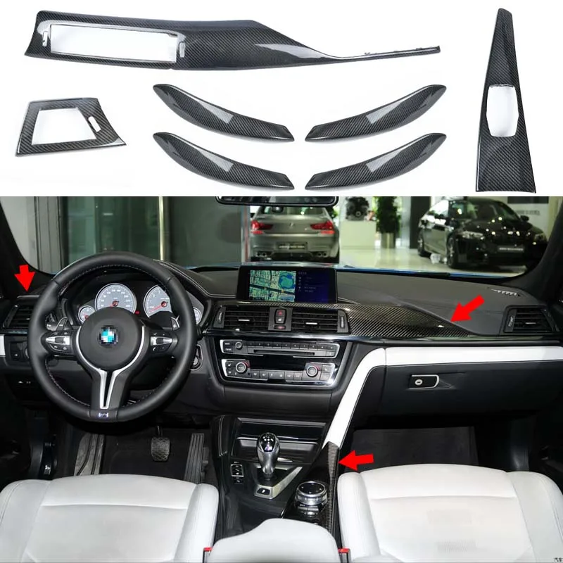 

Replacement Gloss Black Real Carbon Fiber Interior Accessories For BMW 3 4 F30 F32 F34 Car Gear Shift Panel Frame Trim