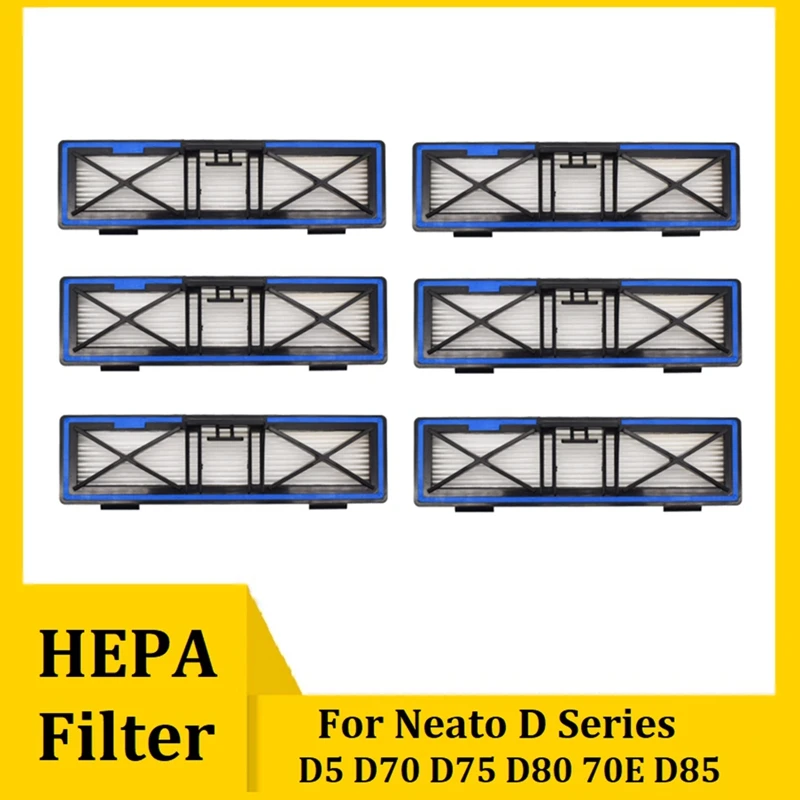 

6Pcs Washable HEPA Filter Replacement For Neato Botvac Connected D Series D5 D70 D75 D80 70E D85