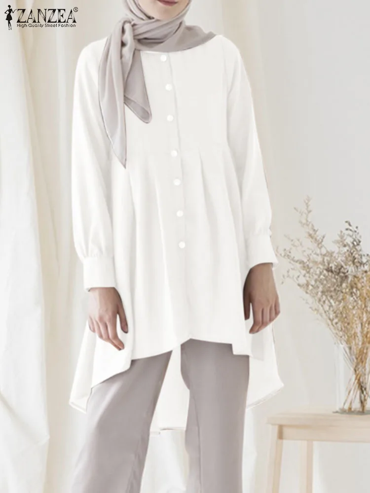2023 модная Осенняя мусульманская рубашка ZANZEA абайя топы хиджаб одежда Женская