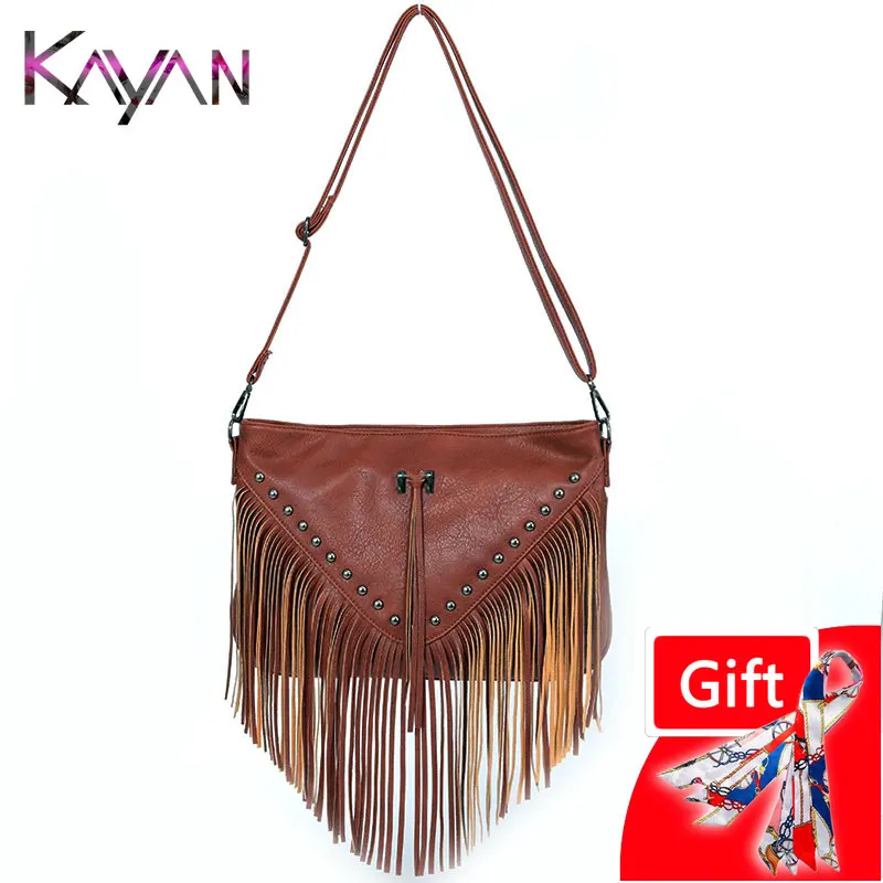 

Designer Women'shoulder Bag Vintage Tassel Crossbody Bag Large Capacity Rivet Female Bag Purse High Quality Messenger Flap Bag