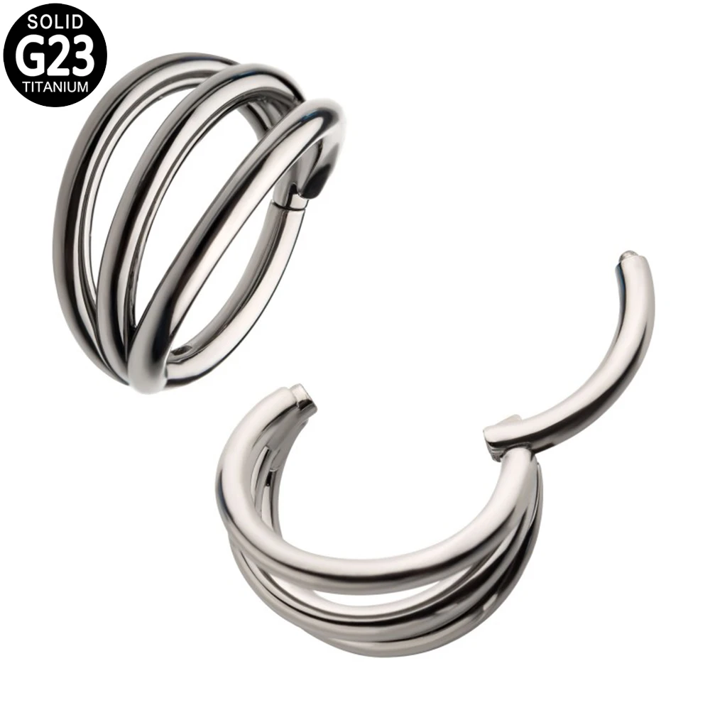 

G23 Titanium Nose Septum Ring 3 Fans Out Design Clicker Segment Hoop Piercing Hinged Cartilage Helix Earring Women Body Jewelry