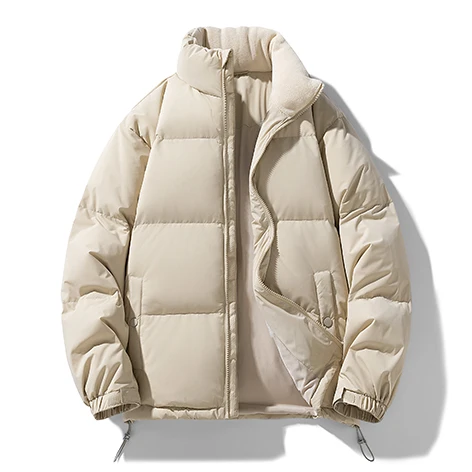 Пуховик мужской однотонный Повседневная Свободная утепленная уличная куртка с