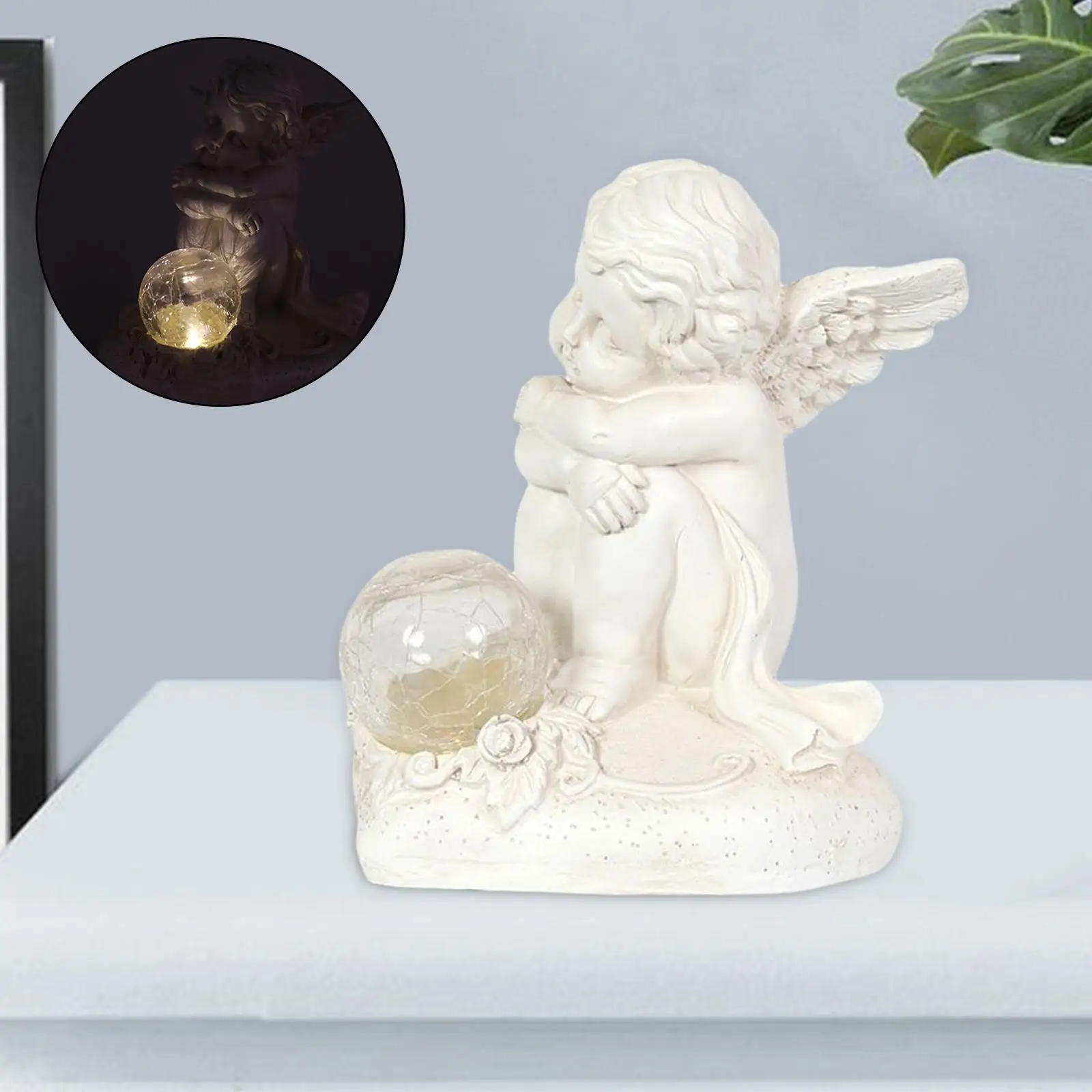 

Садовая статуя на солнечной батарее светильник кой в форме ангела, скульптура для наружного украшения