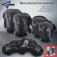 6pcs teens adult knee pads elbow pads wrist guards protective gear set for roller skating skateboarding scooter cycling sports